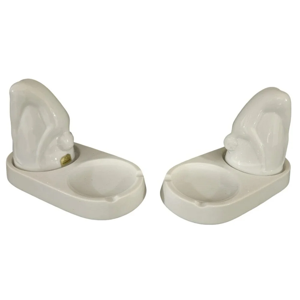 Pair of Bottom‎ Up Shot Glasses with Ashtrays by Sarsaparilla Deco Designs